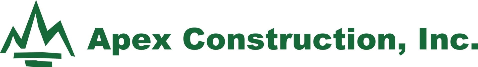 Logo of Apex Construction, Inc. in green.