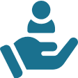 Person icon above an open hand.
