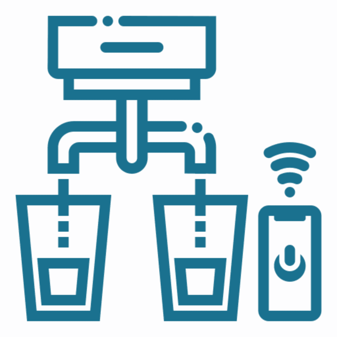 Smart coffee maker with wireless controls icon.